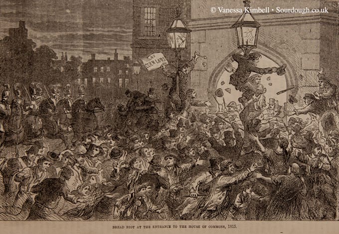 1815 Bread riots at the entrance to the house of Commons.