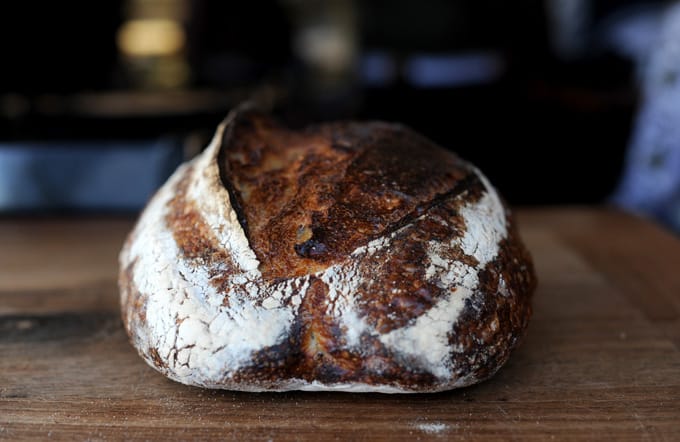 fresh tarine loaf of sourdough