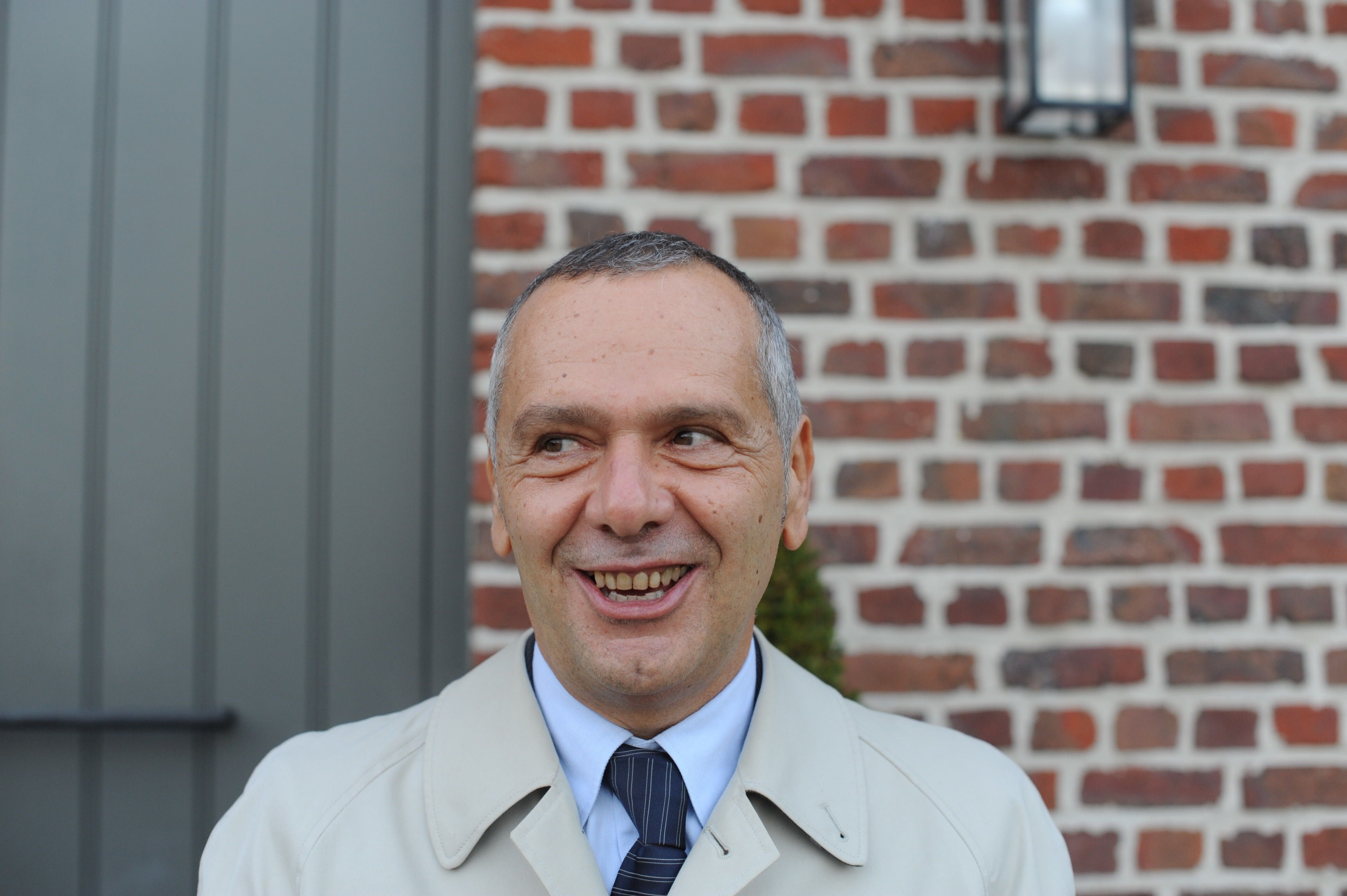 Sourdough Microbiologist Marco Gobbetti outside a bakery with Dr Kimbell