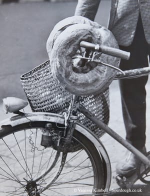 1958 – bread – bicycle – france 1958 – Bread on a bicycle – France