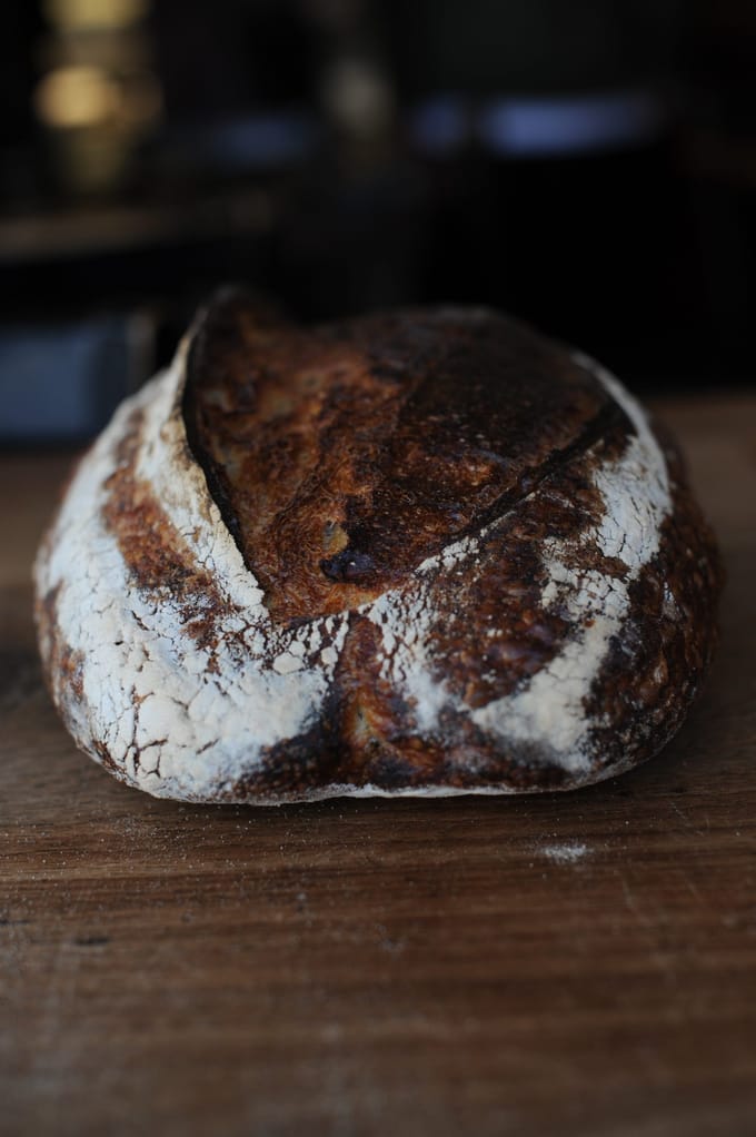 Retarded bread on the table in the bakery at Tartine that made retired bread famous Tartine bakery photo by Vanessa Kimbell baked with Richard Hart and Chad Robertson