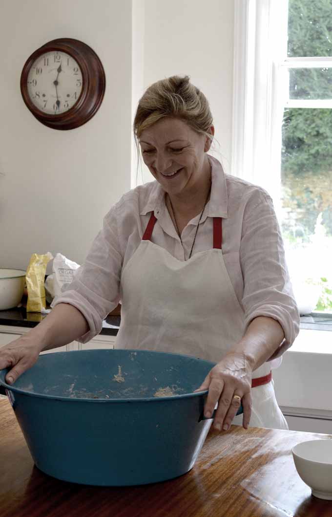 Rose making sourdough in my vintage washing tub.