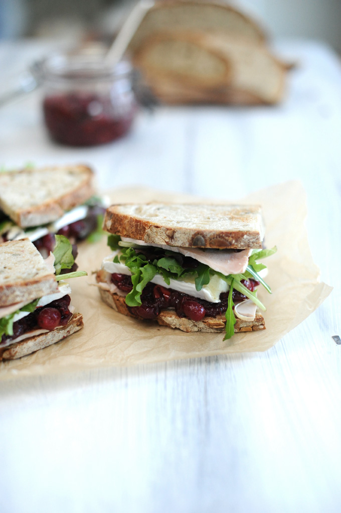 Spiced cranberry and turkey sandwich on seeded sourdough The