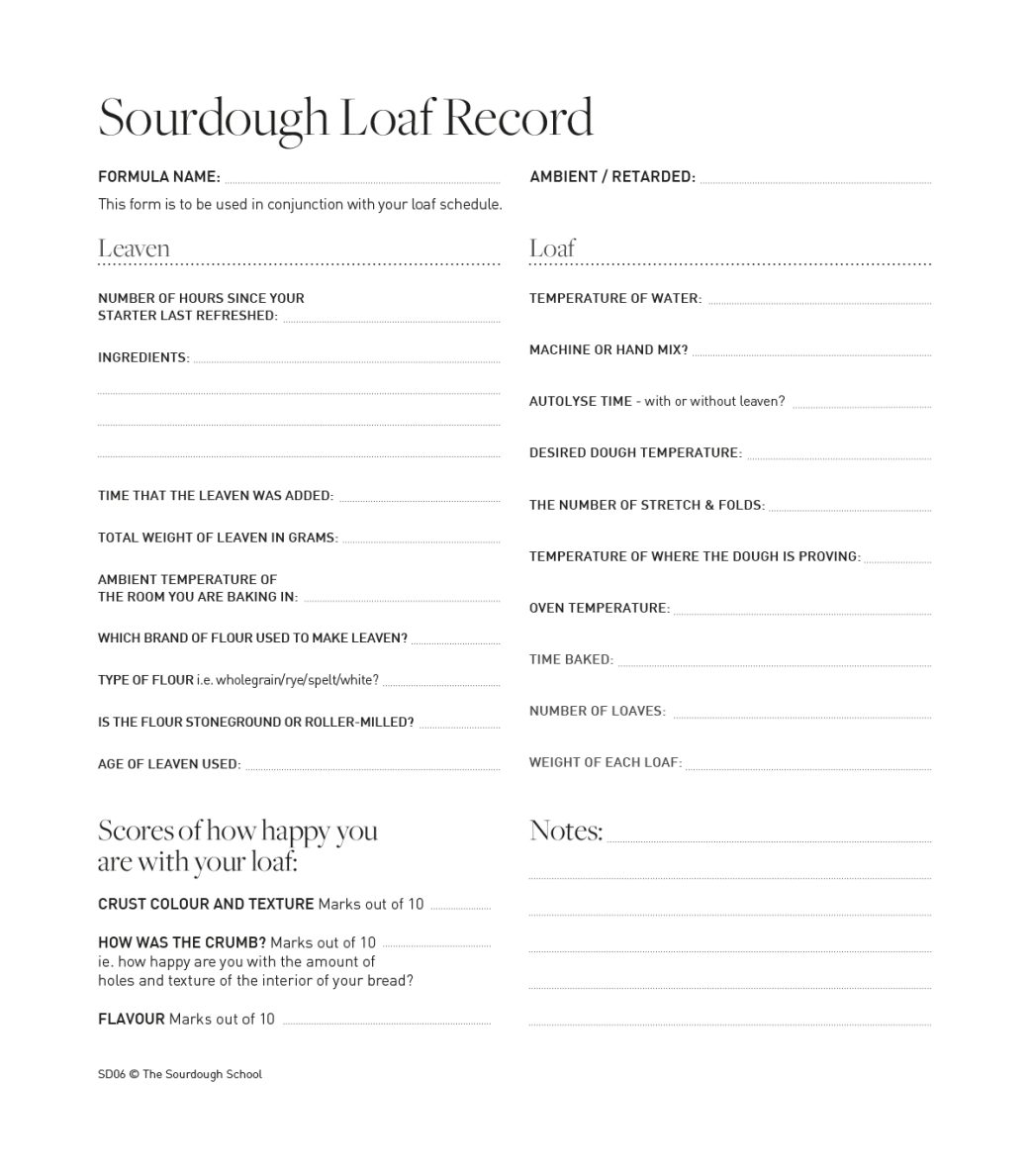 Keeping a record of your Sourdough bread Expertise in Sourdough and