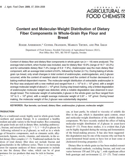 Dietary fibre and sourdough rye bread