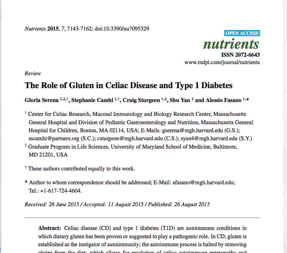 Role of gluten in Coeliacs disease and Type 1 Diabetes