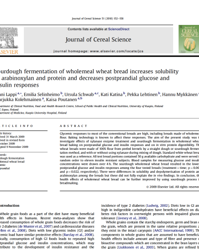 Sourdough and insulin response