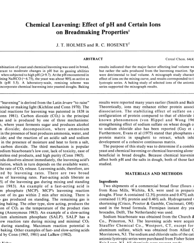 Effect of pH and salts on bread making properties