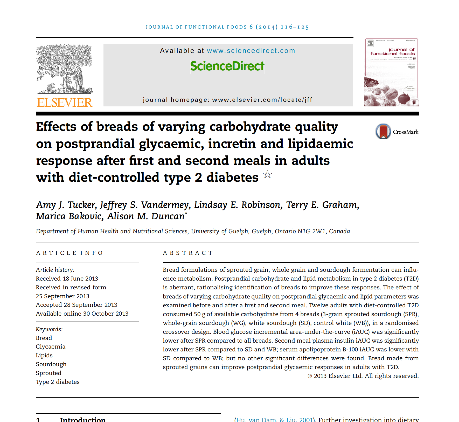 Effects of breads of varying carbohydrate quality on postprandial