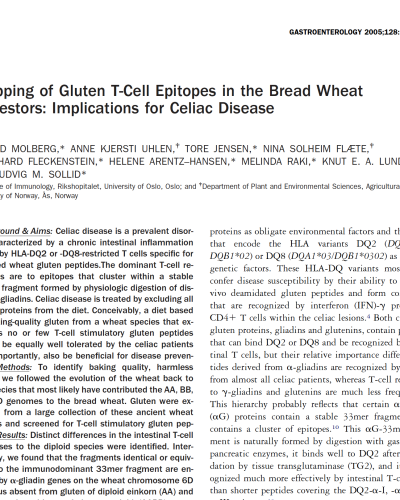 Wheat and implication in celiacs disease