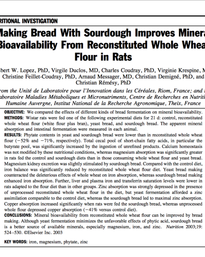 Sourdough and mineral bioavalability in wheat