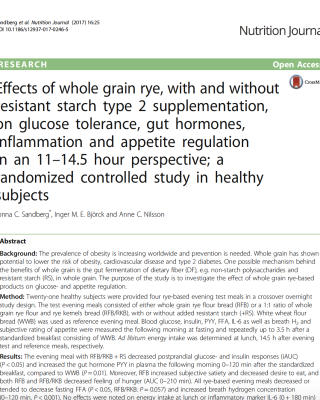 Rye bread and effect on CVD
