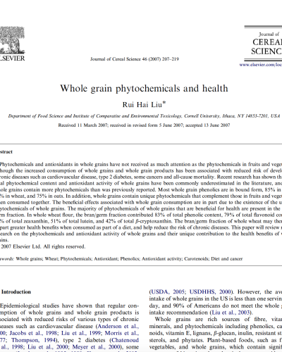 phytohemicals in wholegrains