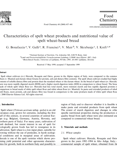Spelt nutrition