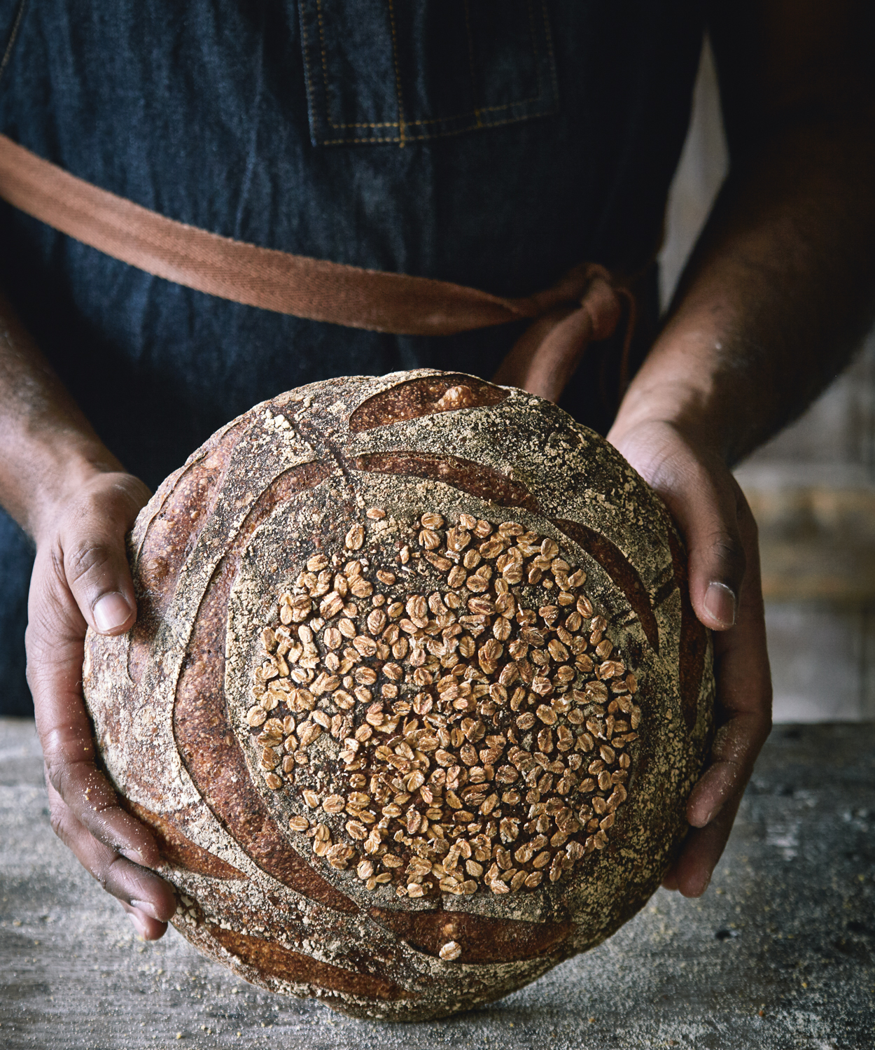 Sourdough bread topped with organic oats