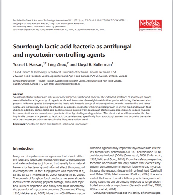 Sourdough lactic acid bacteria as antifungal and mycotoxincontrolling