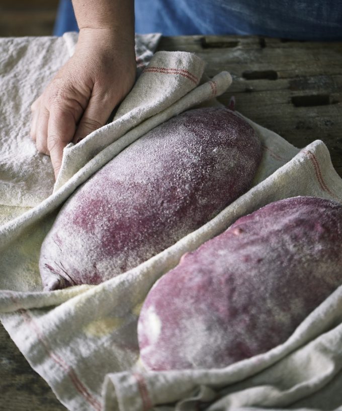 Beetroot, black pepper and feta batards