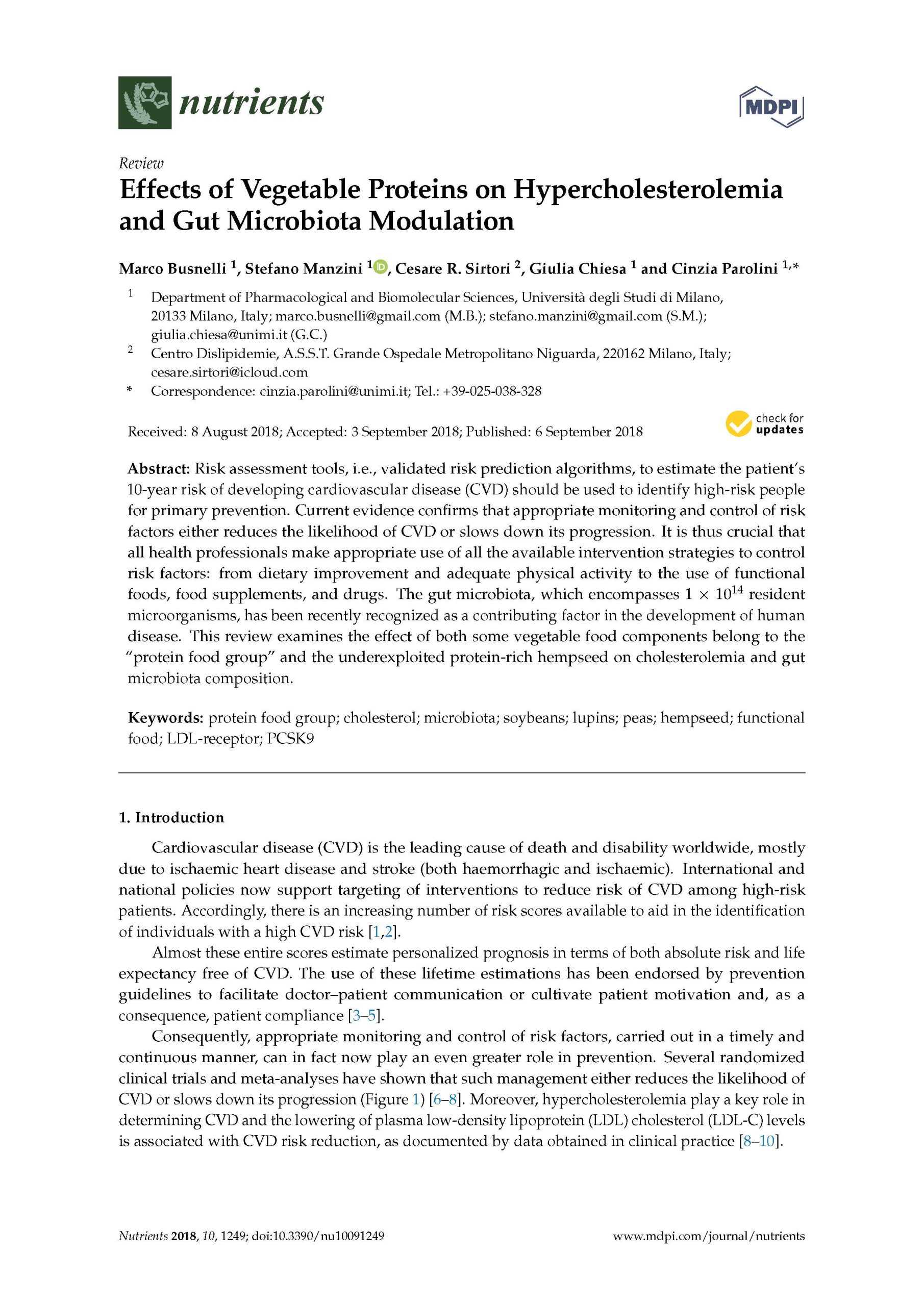 Effects of Vegetable Proteins on Hypercholesterolemia and Gut