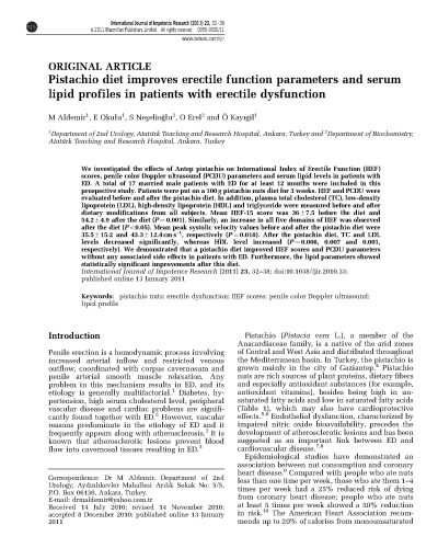 Pistachio_Erectile Function and Lipid Markers