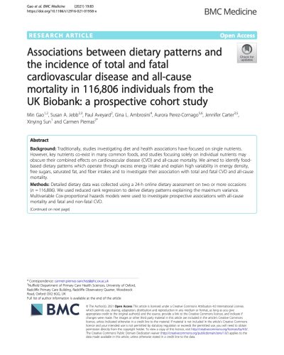Diet patterns and health span