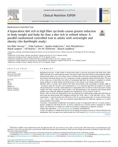 RCT Rye Weight Loss & Inflammation