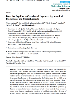 Bioactive peptides in cereals and legumes