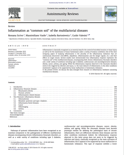 Inflammation as "common soil" of the multifactorial diseases