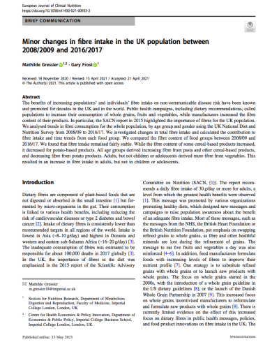 Minor changes in fibre intake in the UK population between 2008/2009 and 2016/2017