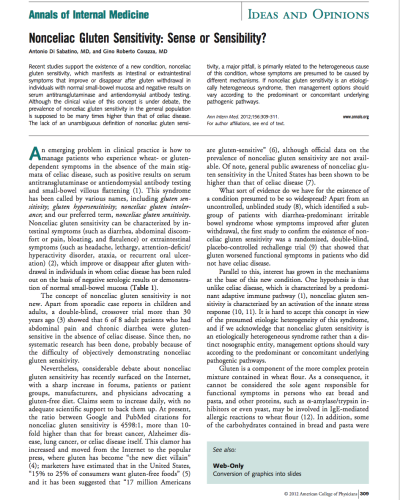 Nonceliac gluten sensitivity - sense or sensibility?