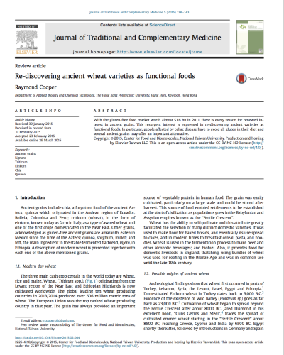 Re-discovering ancient wheat varieties as functional foods