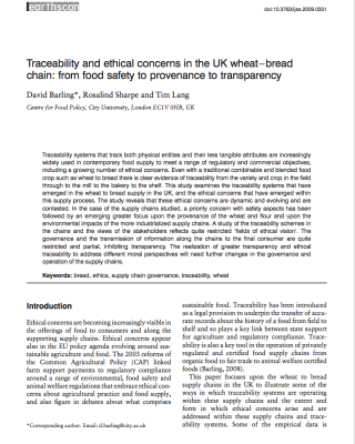 Traceability and ethical concerns in the UK wheat—Bread chain: From food safety to provenance to transparency