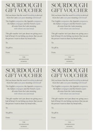 FREE: A DIY Gift Sourdough gift voucher that you can print, fill in and gift.