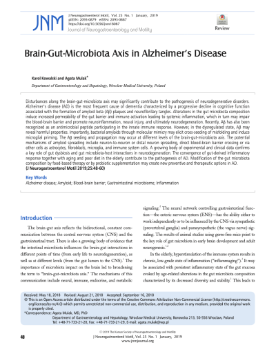 Brain-Gut-Microbiota Axis in Alzheimer’s Disease