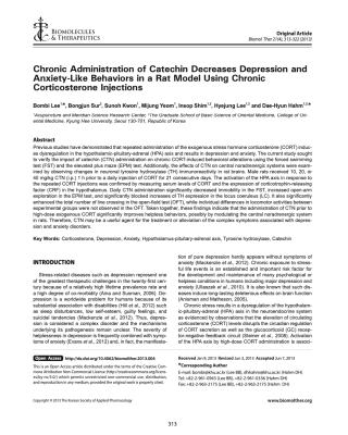 Chronic Administration of Catechin Decreases Depression and Anxiety-Like Behaviors in a Rat Model Using Chronic Corticosterone Injections