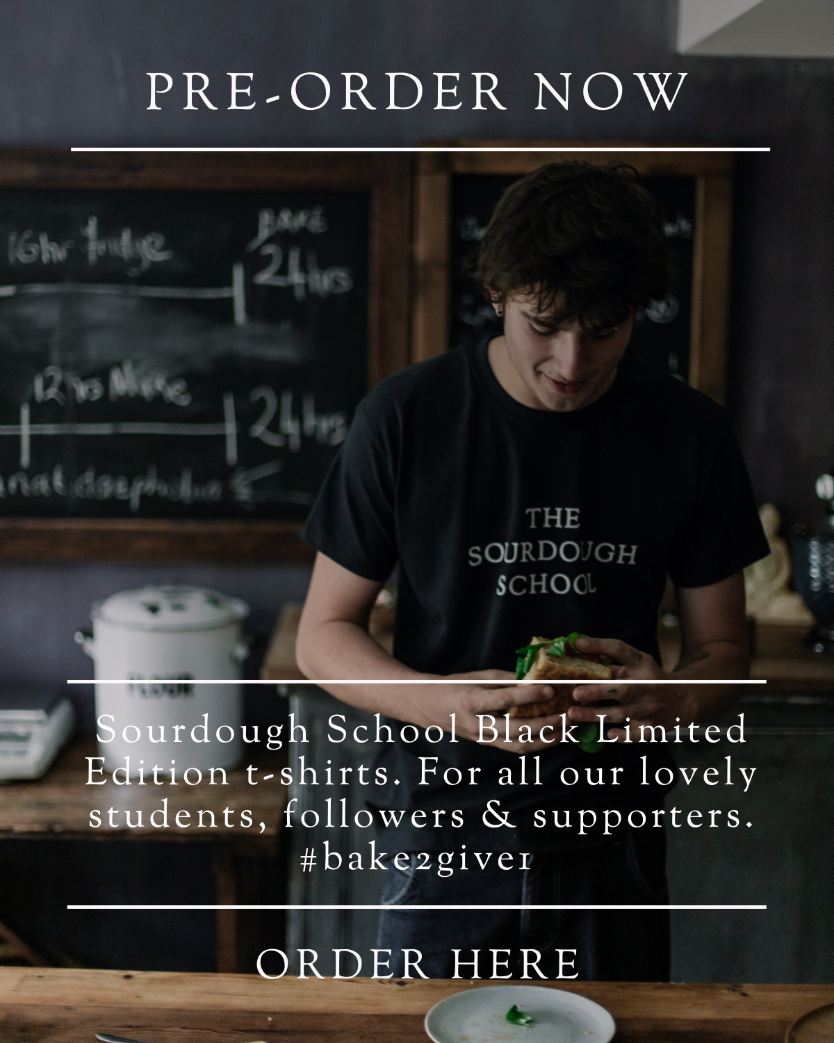 Available to pre-order! The Sourdough School T-shirt Limited Edition in black.