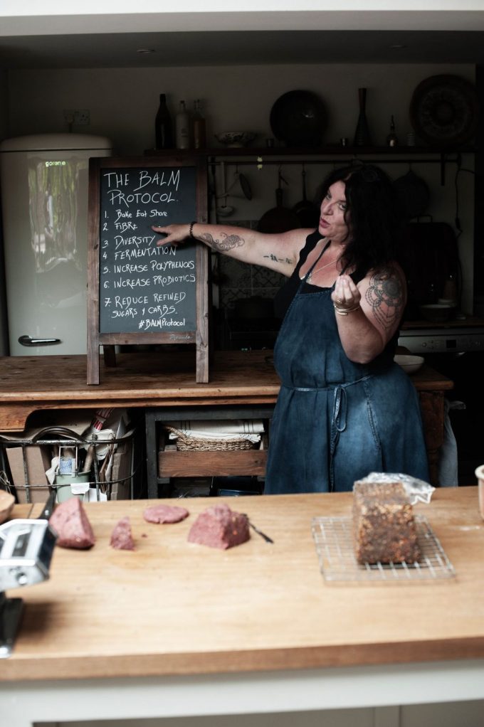 Proven, Baking as Lifestyle medicine teaching from Vanessa - Dr Vanessa Kimbell worlds leading expert in bread and showing the 7 principles a ta blackboard for the protocol